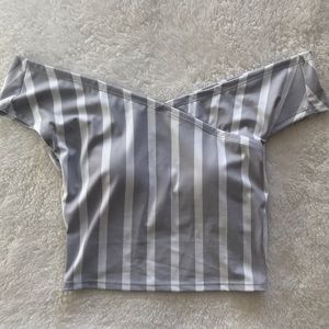 Kortni Jeane off the shoulder swim top grey